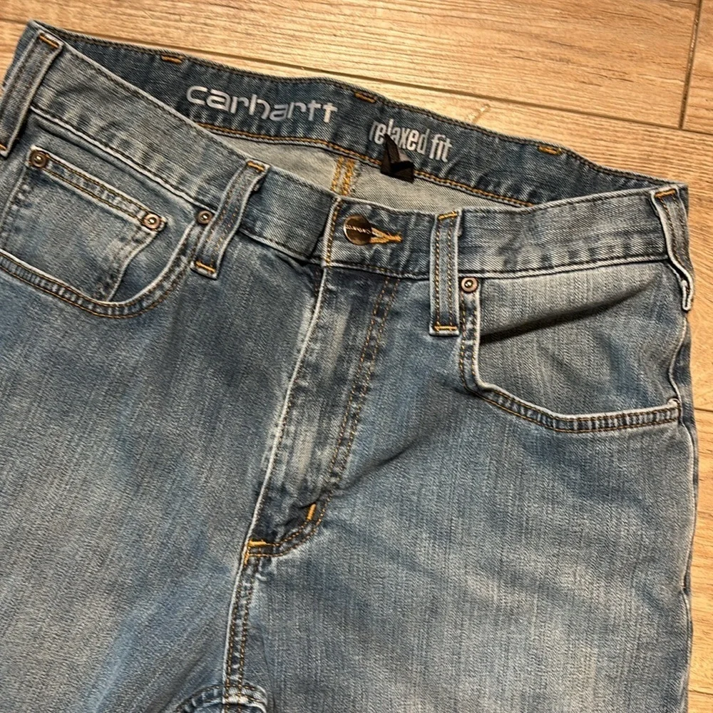 Carhartt Mens Relaxed Fit Jeans Straight Leg Denim Workwear Blue Sz 32 X 34
